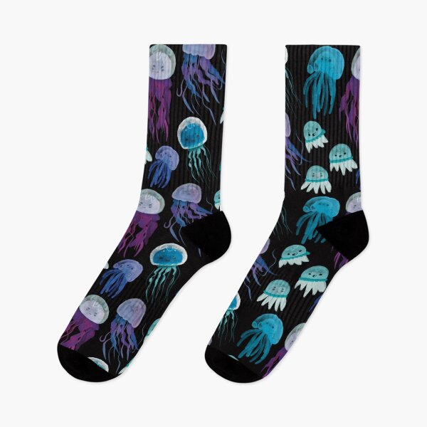 Item preview, Watercolor Ocean Jellyfish Pattern - Cute Cartoon Blue and Purple Cartoon designed and sold by TheRainbowRoom.