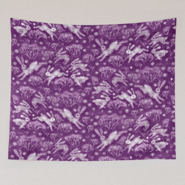 Item preview, Hares Field, Winter Rabbits Bunnies Pattern,Purple designed and sold by Julia Khoroshikh.