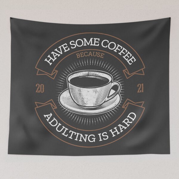 Item preview, Coffee because adulting is hard vintage  designed and sold by AllPrintsAndArt.