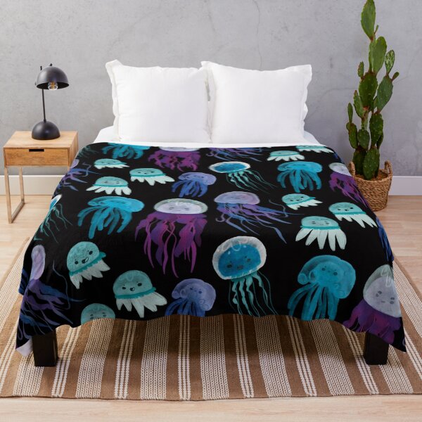 Item preview, Watercolor Ocean Jellyfish Pattern - Cute Cartoon Blue and Purple Cartoon designed and sold by TheRainbowRoom.