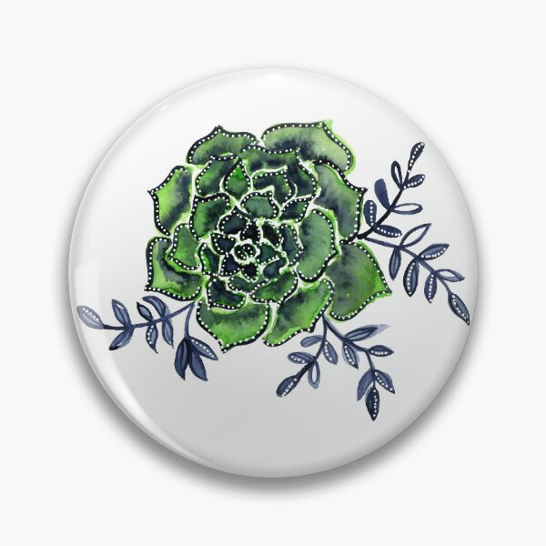 Item preview, Watercolor  houseleek - indigo and green designed and sold by wackapacka.