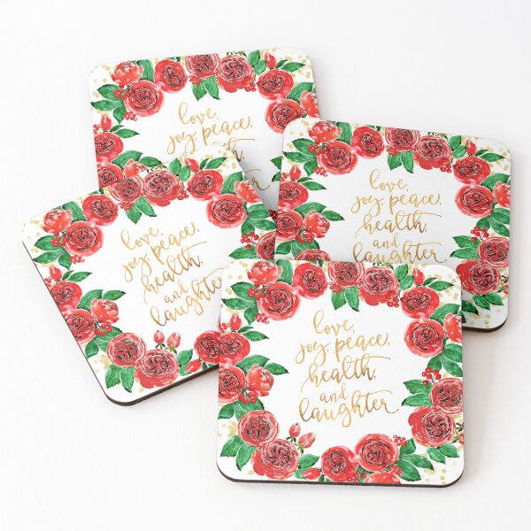 Item preview, Watercolor red roses Christmas wreath with best wishes designed and sold by blursbyai.