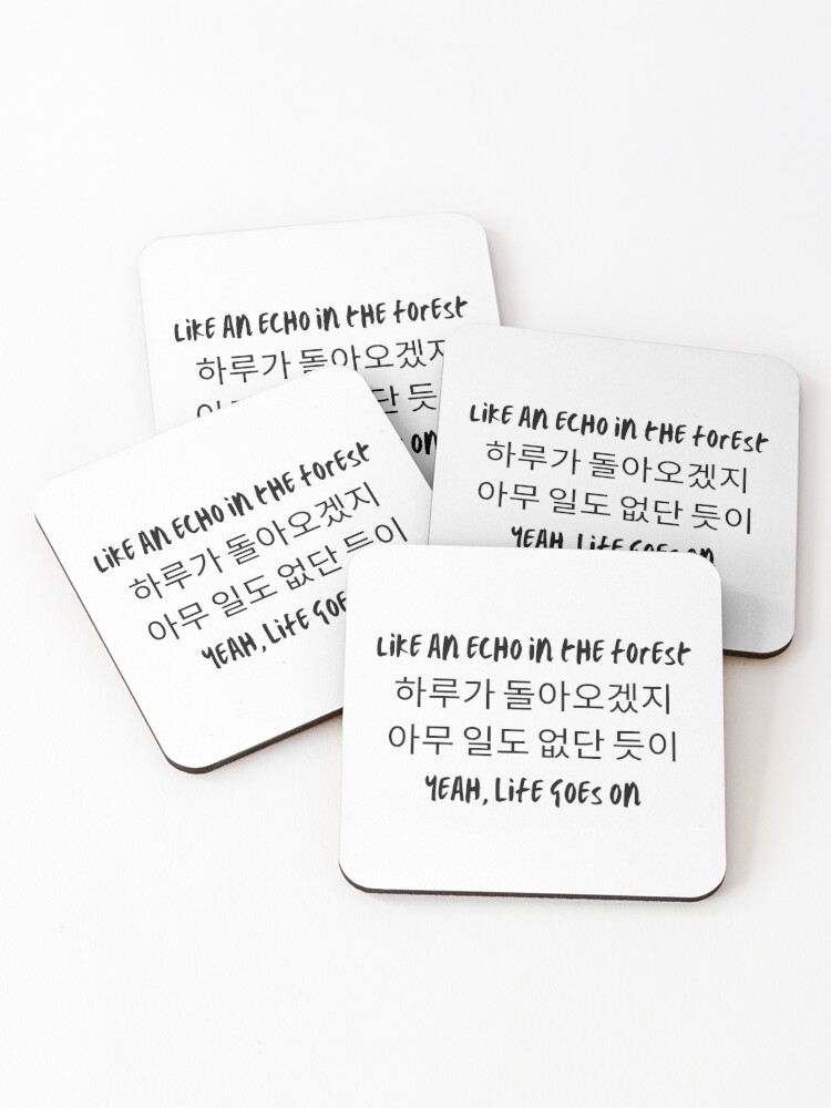 Bts Life Goes On Lyric Korean Coasters Set Of 4 By Aooms123 Redbubble