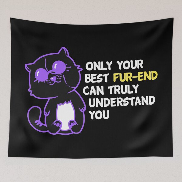 Item preview, Only Your Best Fur-End Understands You – Cute Purple Cat Friendship Pun  designed and sold by The Green Corner.