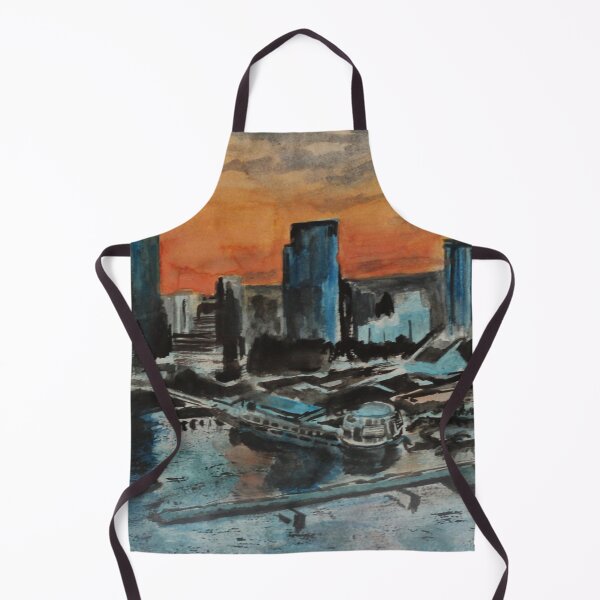 Item preview, Downtown Milwaukee Skyline at Sunset, watercolor painting by Lana Holman designed and sold by LanaHolman.