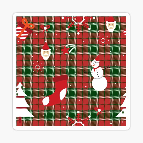 Christmas - buffalo plaid - Santa Sticker