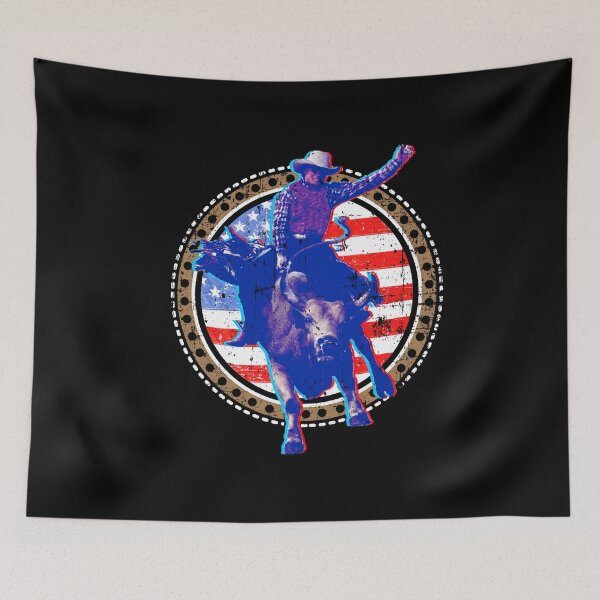 Item preview, Patriotic Bull Rider American Flag designed and sold by Gold Wings Tees.