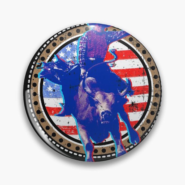 Item preview, Patriotic Bull Rider American Flag designed and sold by Gold Wings Tees.