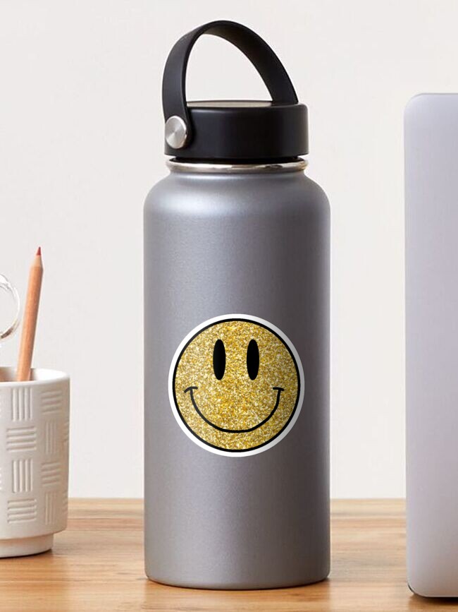 RAINBOW SMILEY FACE RHINESTONE WATER BOTTLE