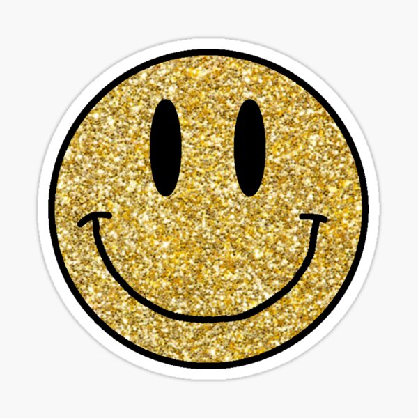 Metallic Gold Smiley Face Stickers 3/4