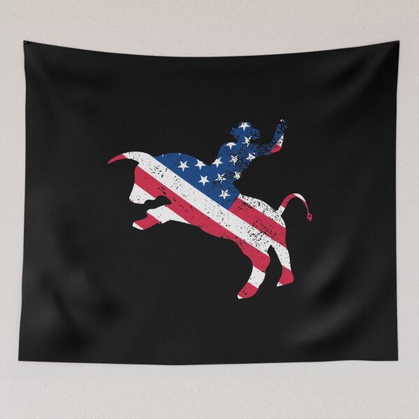Item preview, Bull Rider with American Flag overlay designed and sold by Gold Wings Tees.