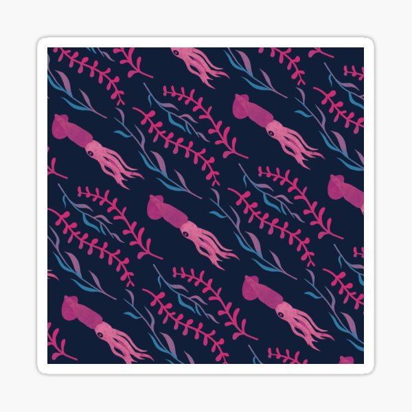 Vista previa del artículo con la obra «Patrón de calamar náutico bajo el mar», diseñado y vendido por DesignsthatSlap.