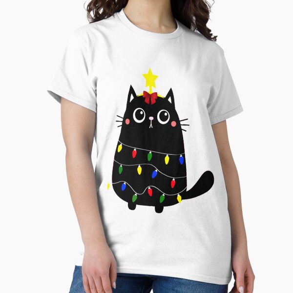 Item preview, Black Santa Cat Tangled Up In Lights Christmas designed and sold by env1nada.