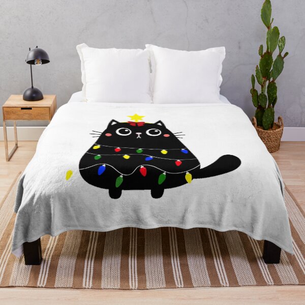 Item preview, Black Santa Cat Tangled Up In Lights Christmas designed and sold by env1nada.
