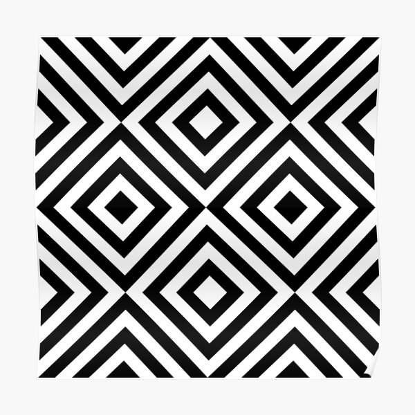 Geometric Black and White Line Pattern Poster