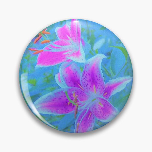 Item preview, Fuchsia Stargazer Lilies in the Blue Garden designed and sold by myrubiogarden.