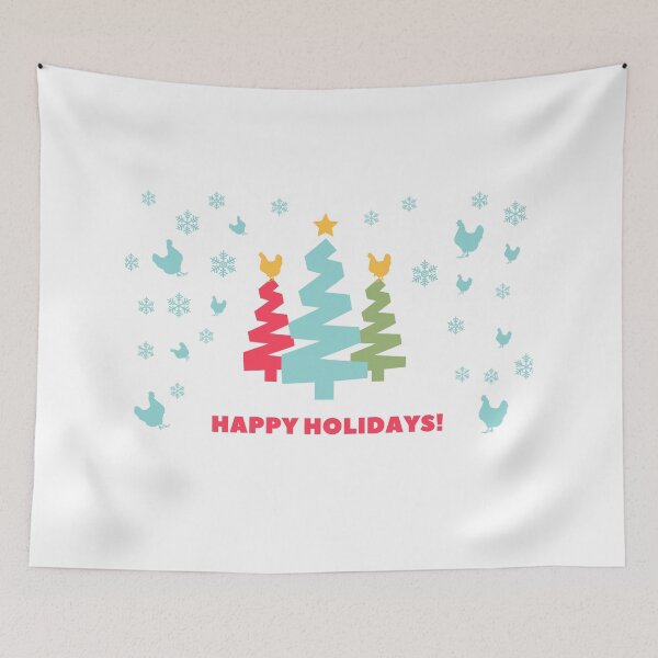 Item preview, Happy Holidays Chicken Christmas Tree Snow Farm Chickens designed and sold by swannonthefarm.