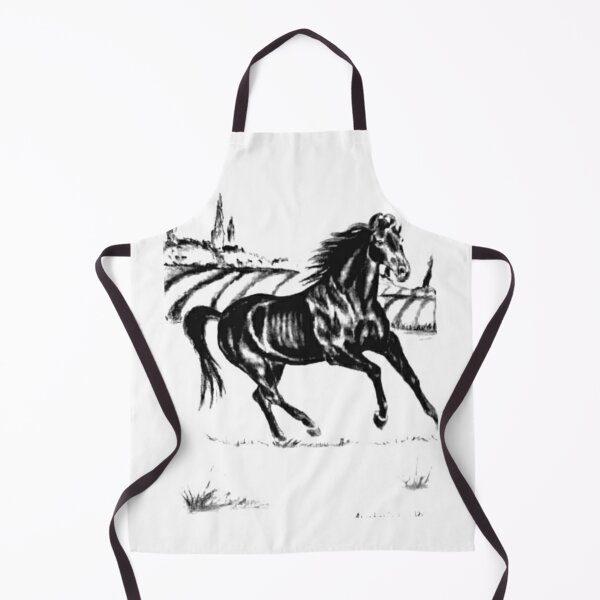 Item preview, Black horse galloping charcoal drawing designed and sold by horseaddicted.