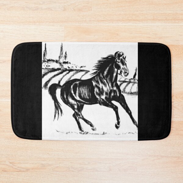 Item preview, Black horse galloping charcoal drawing designed and sold by horseaddicted.