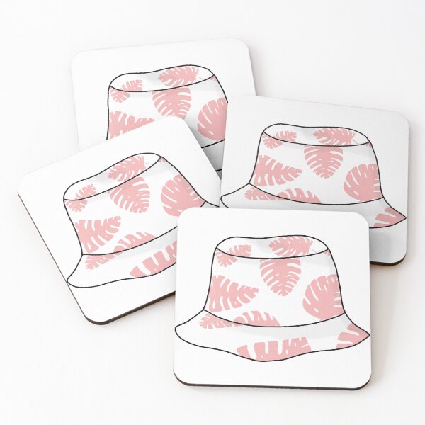 Item preview, Buckethat with pink tropical leafs designed and sold by felinefeelings.