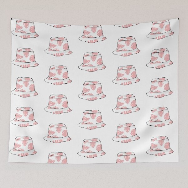 Item preview, Buckethat with pink tropical leafs designed and sold by felinefeelings.