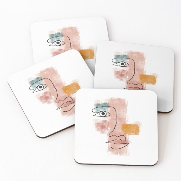 Item preview, Line art face with colour blocks designed and sold by Quick Brown Fox Canada.