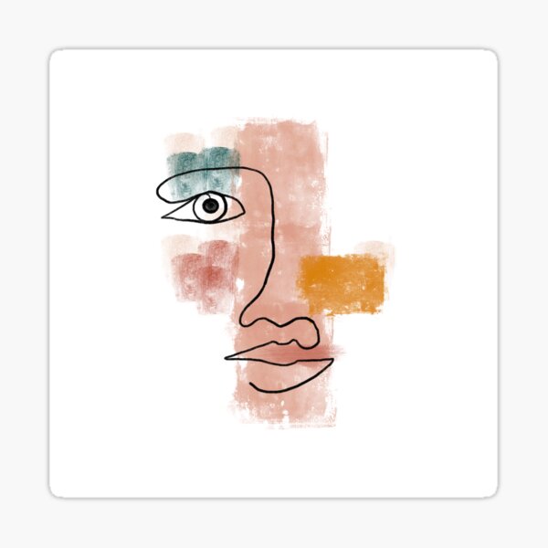 Item preview, Line art face with colour blocks designed and sold by Quick Brown Fox Canada.