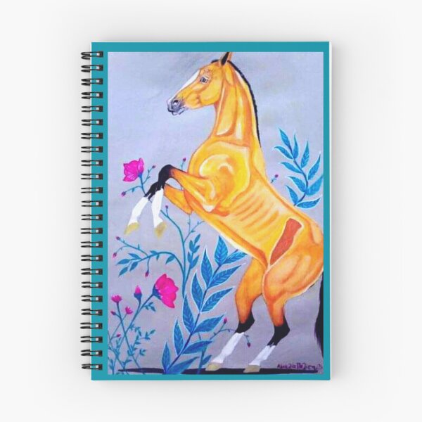 Item preview, Akhal teke horse rearing gouache painting designed and sold by horseaddicted.