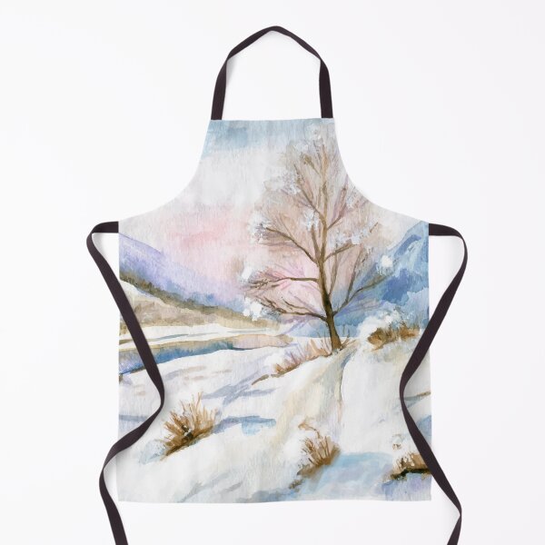 Item preview, Winter Country Snow Landscape Watercolor Painting designed and sold by Artcraft-Ink.