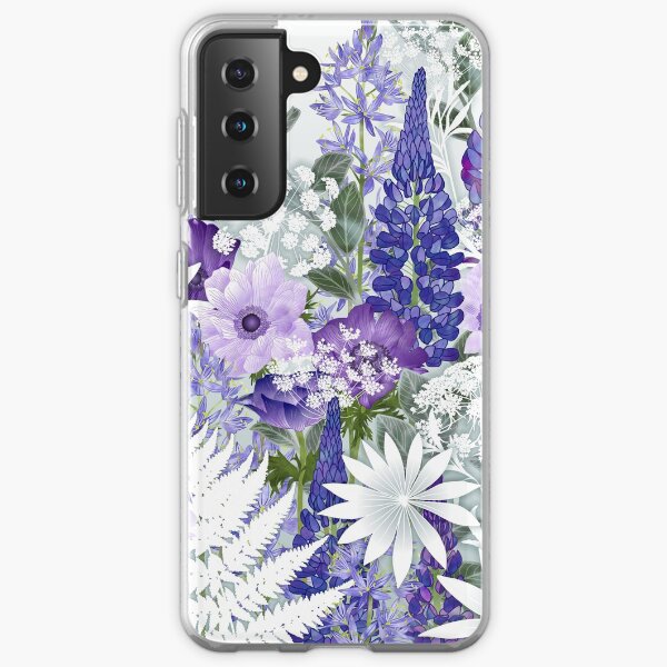 Blue Flower Garden - Lupins, Anemones, Camassia, Ammi Samsung Galaxy Soft Case