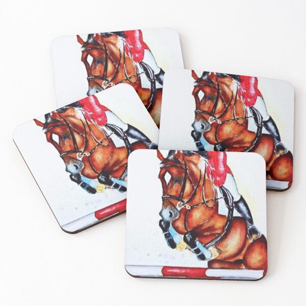 Item preview, Show jumping horse and rider watercolor painting designed and sold by horseaddicted.