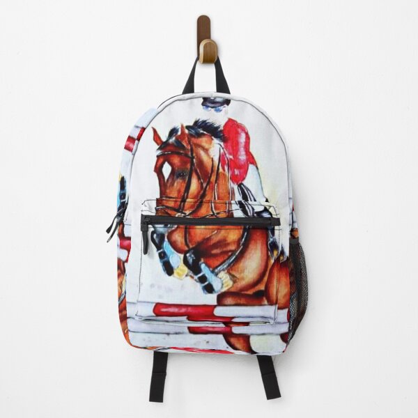 Item preview, Show jumping horse and rider watercolor painting designed and sold by horseaddicted.