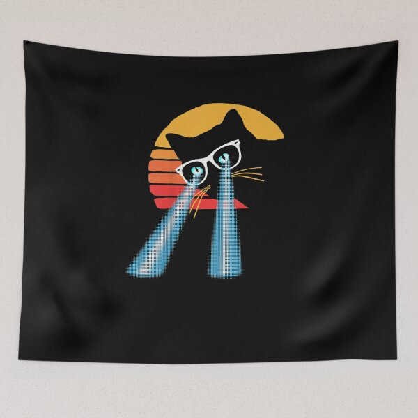 Item preview, Funny Cat Laser Eyes Sweet Distressed Sun Fun Eighties designed and sold by EdisonDesigns.
