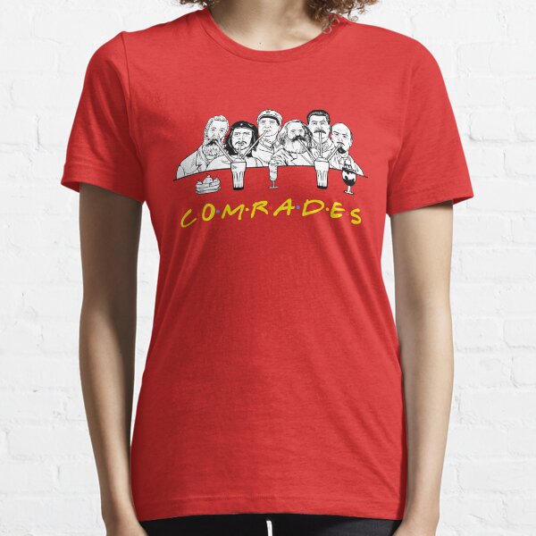 socialistas y amigos camaradas y amigos divertidos en todas partes. Diseño original de camisa de camaradas de amigos comunistas con líderes comunistas originales que beben ilustraciones de ilustración de batidos. Camiseta esencial