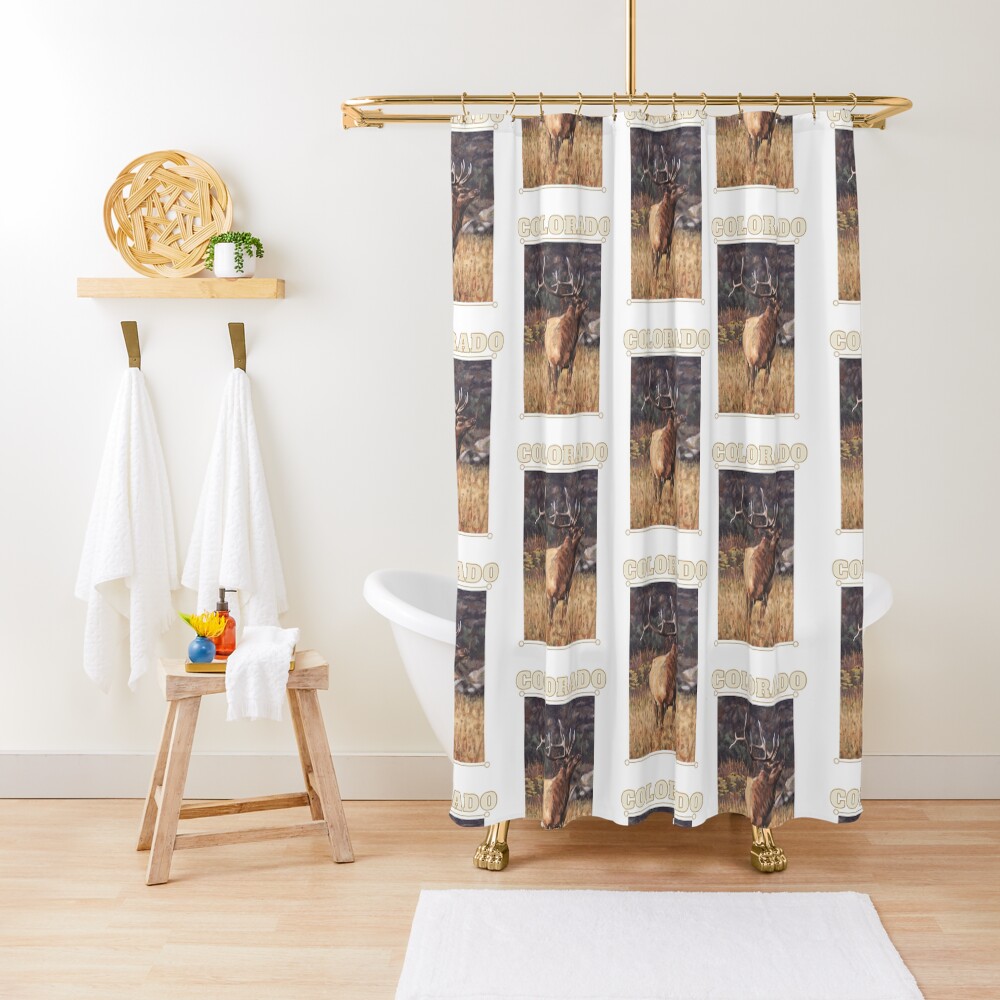 "Rocky Mountain Elk painting " Shower Curtain for Sale by tonypachak