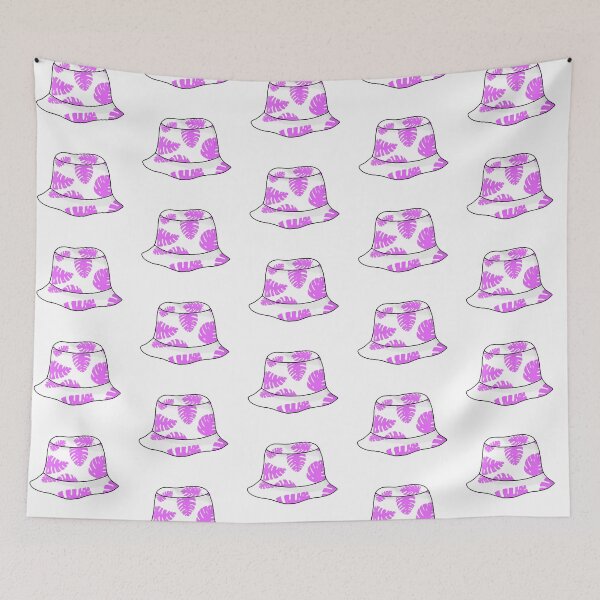 Item preview, Bucket hat with purple tropical leafs designed and sold by felinefeelings.