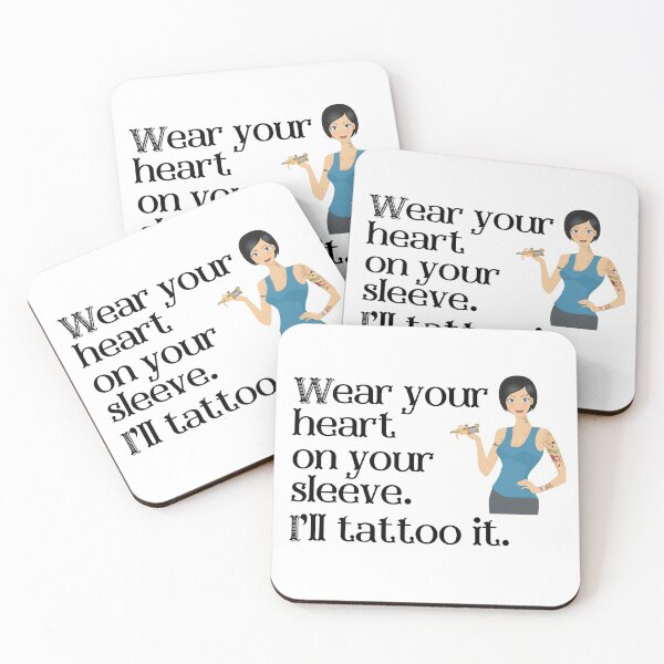 Item preview, Wear your heart on your sleeve i'll tattoo it - best female tattoo artist in town Tattooed junkie design gifts ink culture beards barber awesome super power tacos tequila designed and sold by CJCTEES.