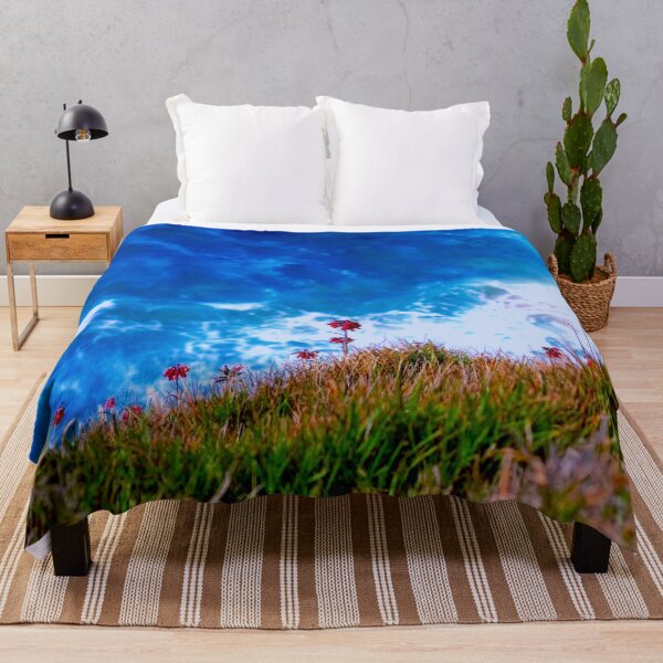 Item preview, Landscape Scene Cliff Over Vibrant Blue Water Print designed and sold by Mary Riley.
