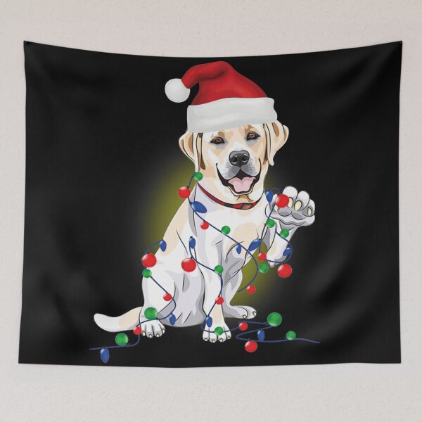 Item preview, labrador Christmas Lights With Santa Hat Gift designed and sold by abiabo.