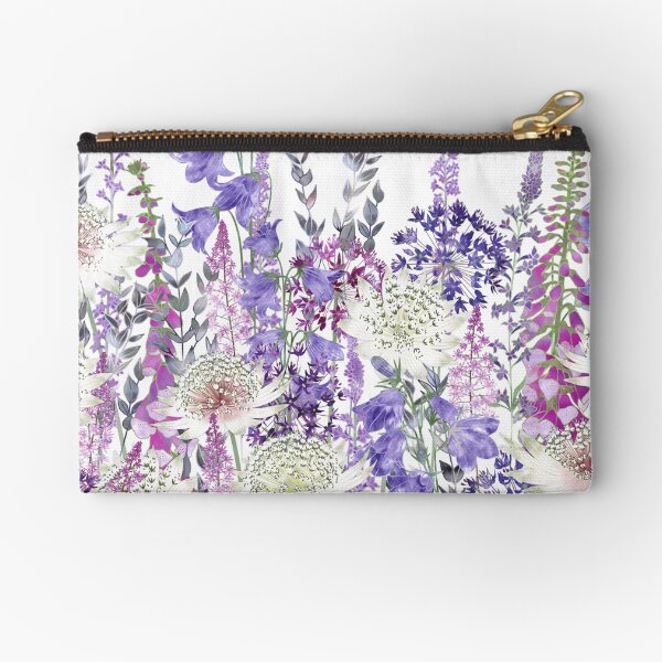 Flower Garden - Astrantia, Campanula, Foxgloves & Alliums Zipper Pouch