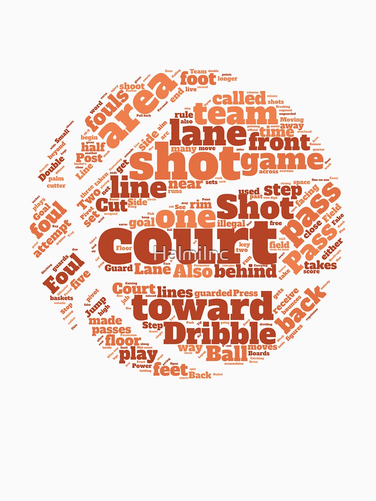 "Basketball Words Ball Player Terms Sports Lover Fun Graphic" Tshirt by HalmiInc Redbubble