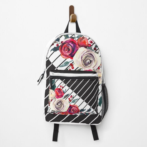 Item preview, Black and White stripe Floral Bouquet  designed and sold by Tiyadesigns.