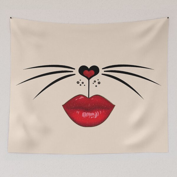 Item preview, sexy cat with red lips designed and sold by GlamourChick.