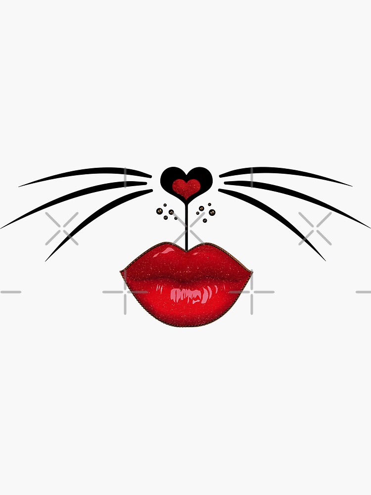 Sexy Cat With Red Lips Sticker For Sale By Glamourchick Redbubble 