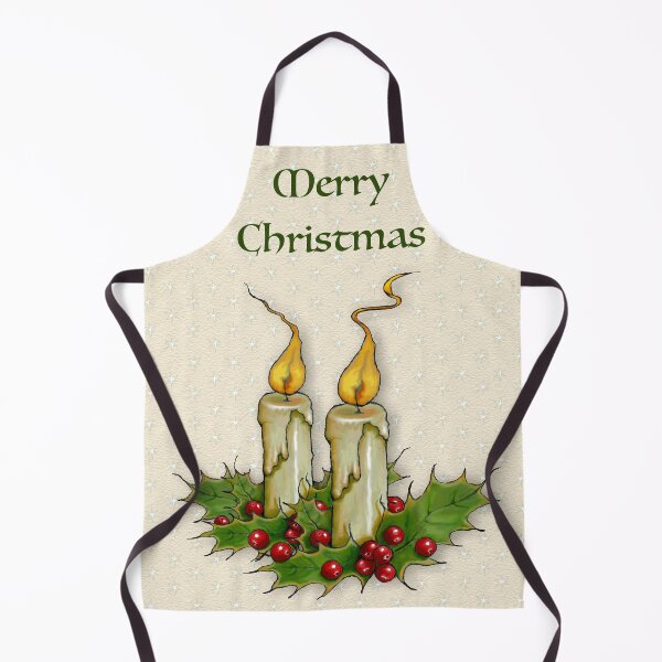 Item preview, Merry Christmas Traditional with Two Blazing Flaming Candles and Holly designed and sold by JoyfulWhimsy.