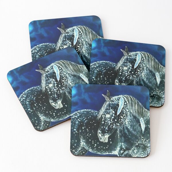 Item preview, Fantasy blue horse painting designed and sold by horseaddicted.