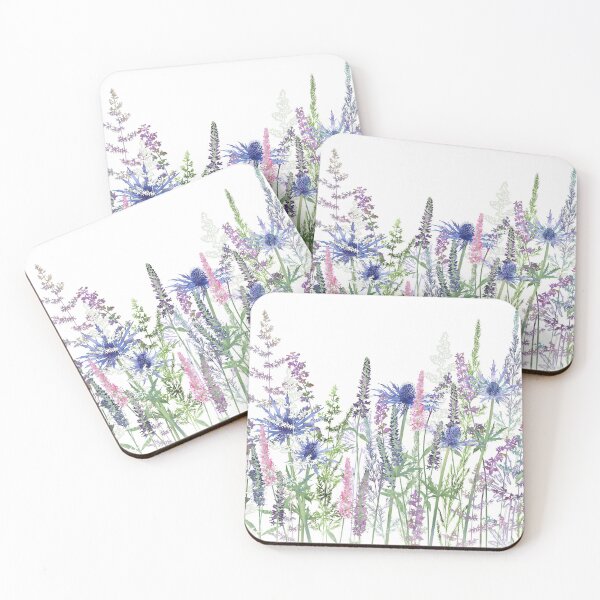 Item preview, Flower Meadow - Sea Holly, Veronica Flowers, Catmint, Grasses designed and sold by Fiona Calder Designs.