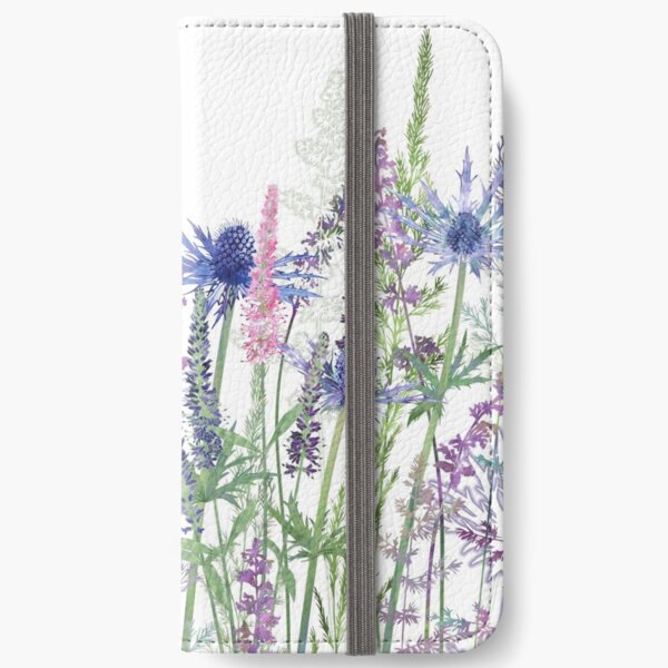Flower Meadow - Sea Holly, Veronica Flowers, Catmint, Grasses iPhone Wallet