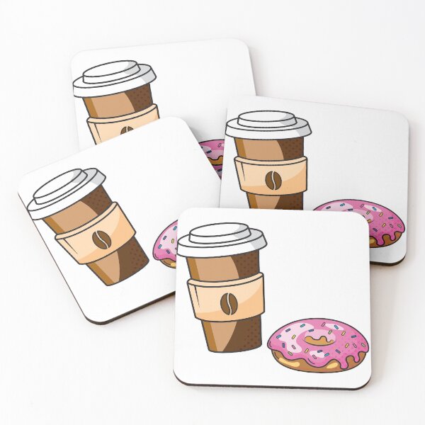 Item preview, Donut with a cup of coffee Sticker  designed and sold by tshirt redbubble.