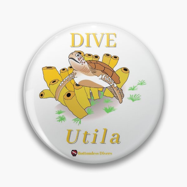 Item preview, Dive Utila Turtle with Gold Coral and Font designed and sold by BottomlessDiver.